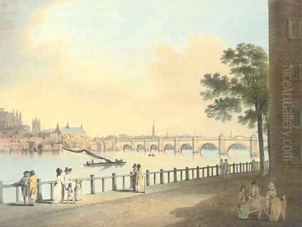 Westminster Bridge from Lambeth Palace, London Oil Painting by Francis Nicholson