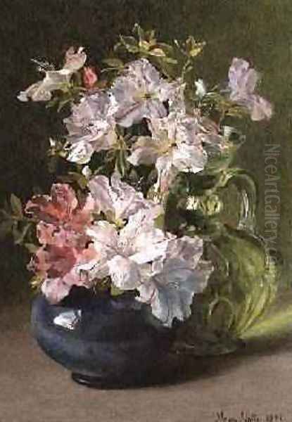 Azaleas in a Jug 4 Oil Painting by Maud Naftel