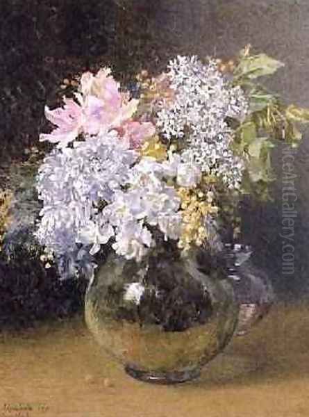 Spring Flowers in a Vase Oil Painting by Maud Naftel