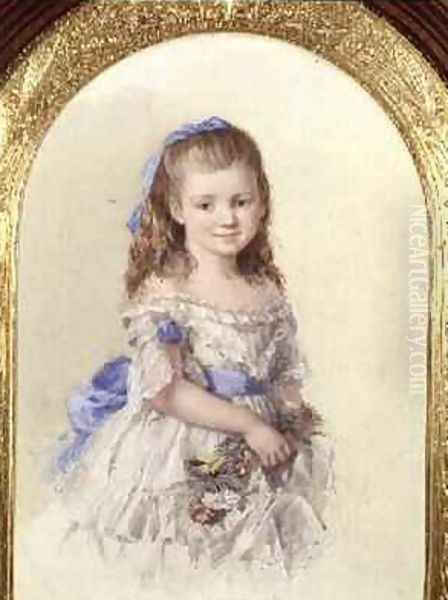 Portrait of Winifred Mary Bombass aged ten 1872 Oil Painting by Isabel Oakley Naftel