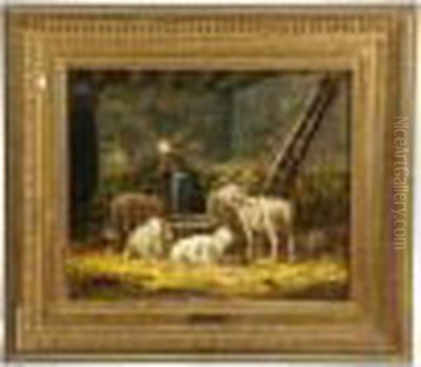 Sheep Oil Painting by Charles Emile Jacque