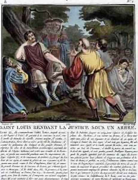 Saint Louis 1215-70 Renders Justice Under a Tree Oil Painting by Naigeon, Jean Claude