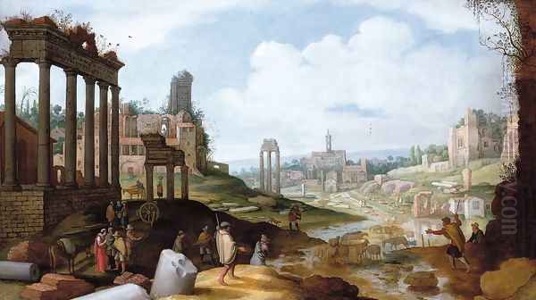 View of the Forum Romanum Oil Painting by Willem van, the Younger Nieulandt