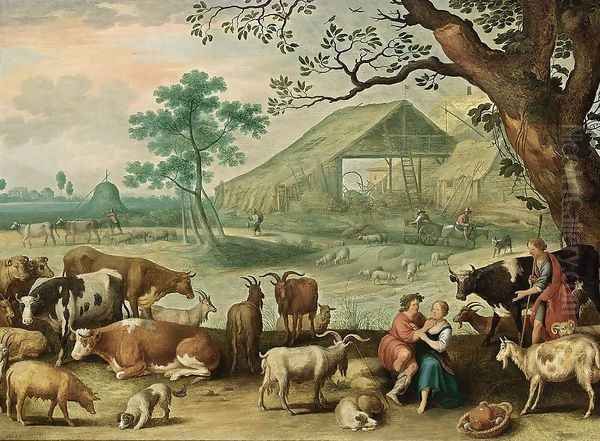 Landscape with Amorous Shepherds 1630 Oil Painting by Willem van, the Younger Nieulandt