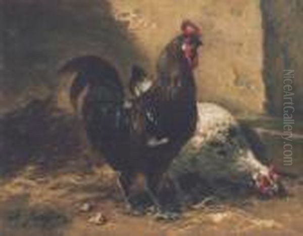 Coq Et Poule Oil Painting by Charles Emile Jacque