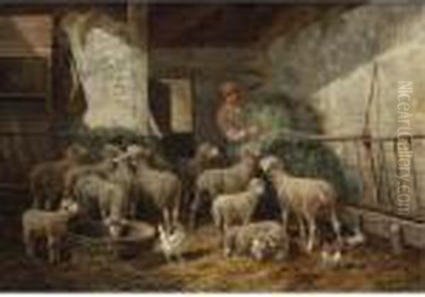 Feeding Time Oil Painting by Charles Emile Jacque