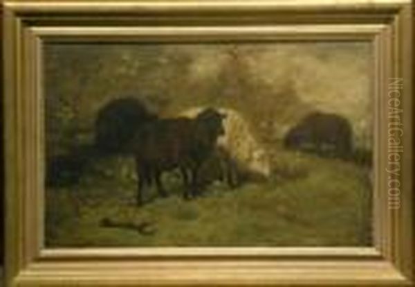 Sheep Grazing Oil Painting by Charles Emile Jacque