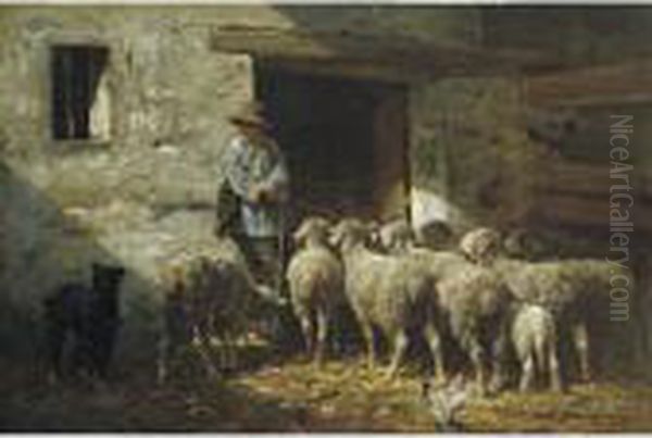 Shepherd Oil Painting by Charles Emile Jacque