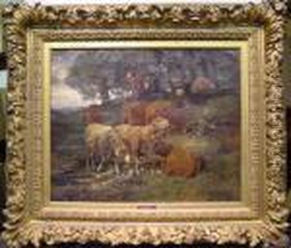 Signed Indistinctly (ll) Oil Painting by Charles Emile Jacque