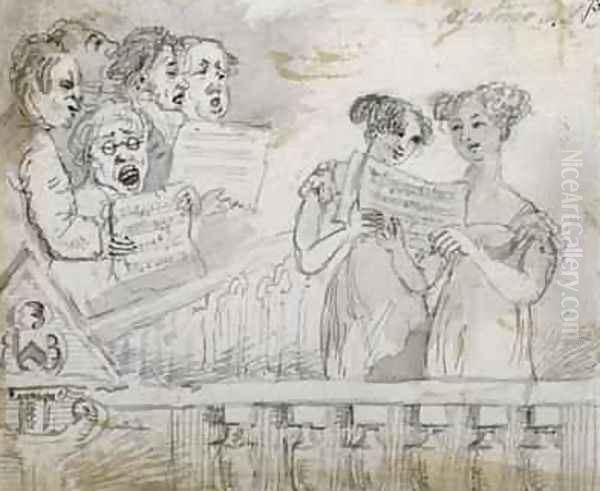 Oratorio performance at the Drury Lane Theatre part one of a triptych 1814 Oil Painting by John Nixon