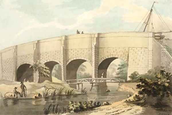 The grand aquaduct over the river Clyde Oil Painting by John Nixon