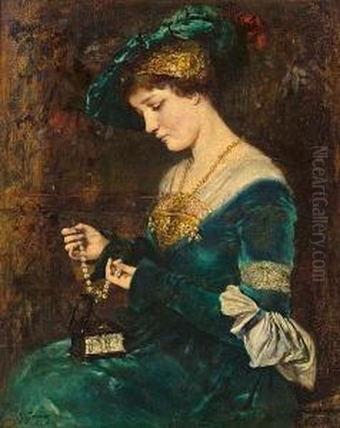 La Casque De Bijoux Oil Painting by Gustave Jean Jacquet