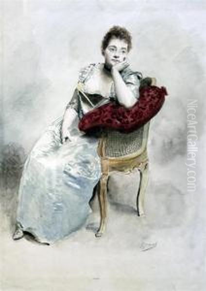 Portrait Of A Seated Lady Oil Painting by Gustave Jean Jacquet