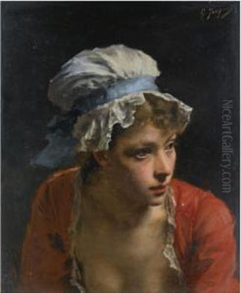 The Mob Cap Oil Painting by Gustave Jean Jacquet