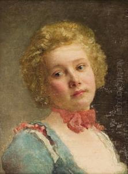 Portrait Of A Young Girl Oil Painting by Gustave Jean Jacquet