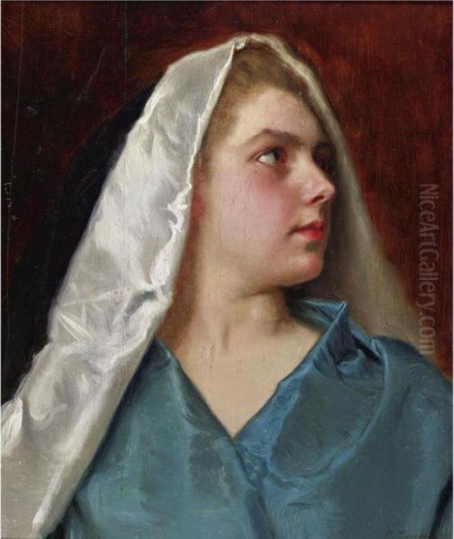 Woman With A Mantle Oil Painting by Gustave Jean Jacquet