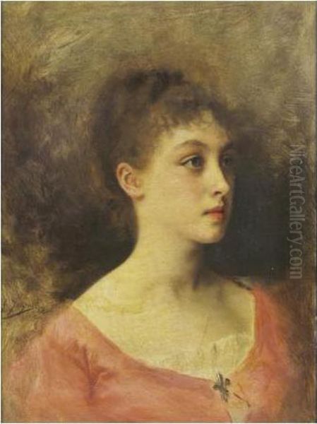 Jeune Femme En Buste Oil Painting by Gustave Jean Jacquet