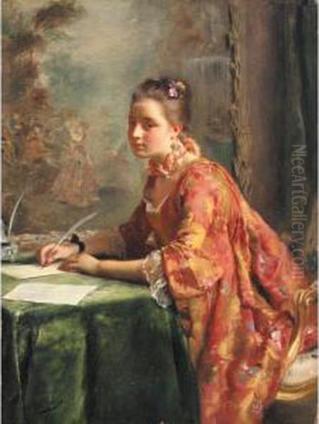 La Lettre D'amour Oil Painting by Gustave Jean Jacquet