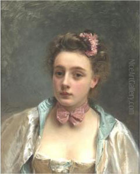 A Young Beauty Oil Painting by Gustave Jean Jacquet