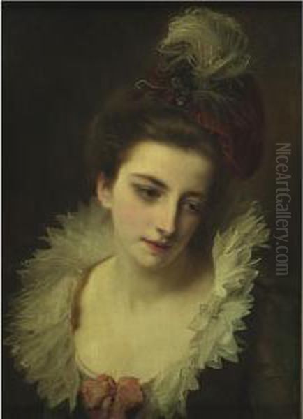 Pensive Beauty Oil Painting by Gustave Jean Jacquet