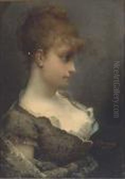 A Young Beauty In Contemplation Oil Painting by Gustave Jean Jacquet