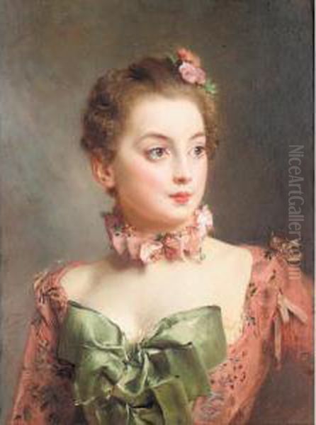 Portrait Of A Lady Oil Painting by Gustave Jean Jacquet