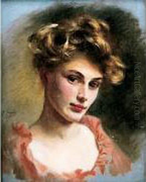 Portrait De Jeune Fille Oil Painting by Gustave Jean Jacquet