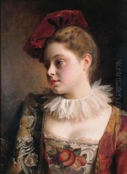 La Tocque Rouge Oil Painting by Gustave Jean Jacquet