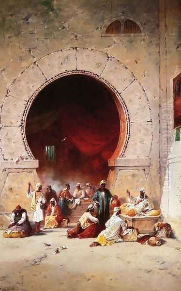 Moorish Bazaar Oil Painting by George Washington Nicholson