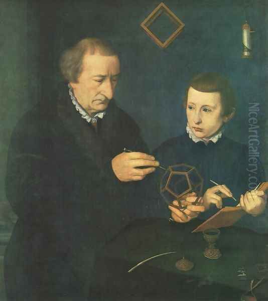 Portrait of Johannes Neudorfer and his Son Oil Painting by Nicolas Neufchatel