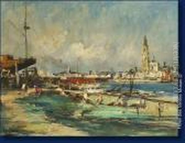 Port D'anvers Oil Painting by Armand Jamar