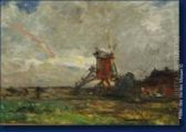 Paysage Au Moulin Oil Painting by Armand Jamar