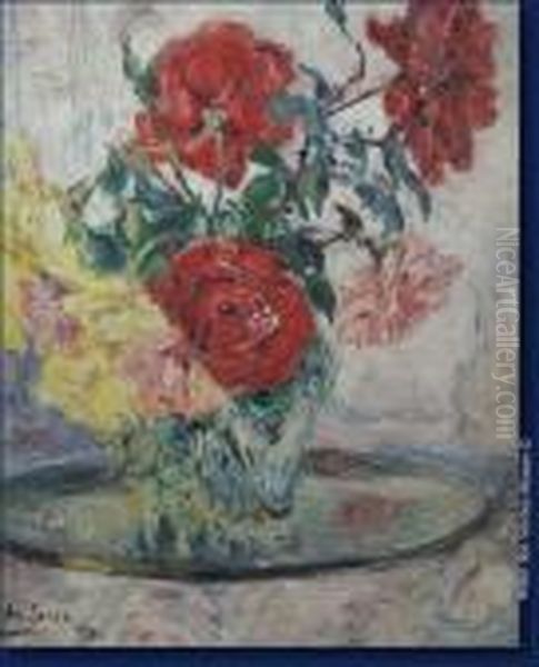 Bouquet De Roses Oil Painting by Armand Jamar