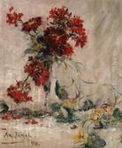 Still Life Of Flowers Oil Painting by Armand Jamar