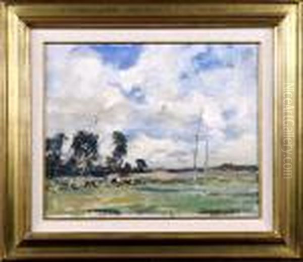 Paysage Avec Vaches Oil Painting by Armand Jamar