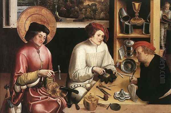 St Eligius in the Workshop Oil Painting by Manuel Deutsch Niklaus