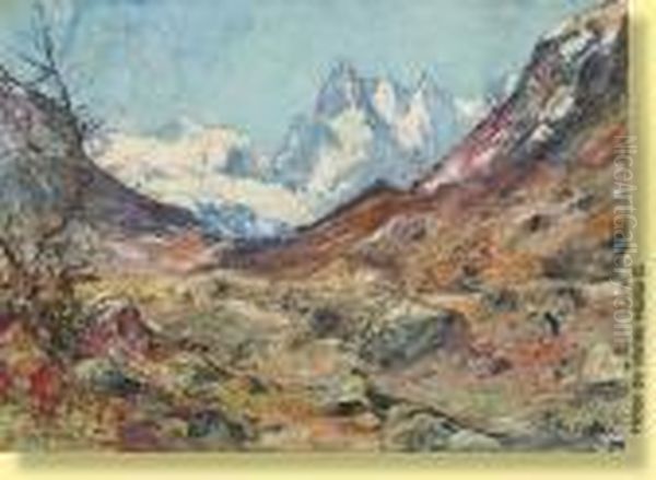 Le Col Des Montets Et L'aiguille Verte Oil Painting by Armand Jamar