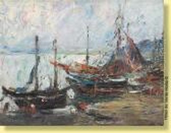 Le Port De Peche De Zeebrugge Oil Painting by Armand Jamar