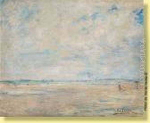 La Plage De La Panne Animee Oil Painting by Armand Jamar