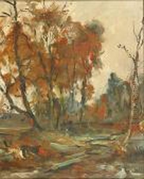 Landschap In De Herfst. Oil Painting by Armand Jamar