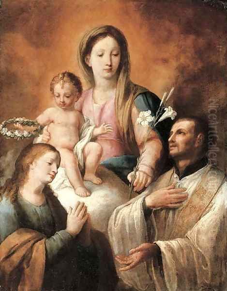 The Madonna and Child with Saints Oil Painting by Giuseppe Nuvolone