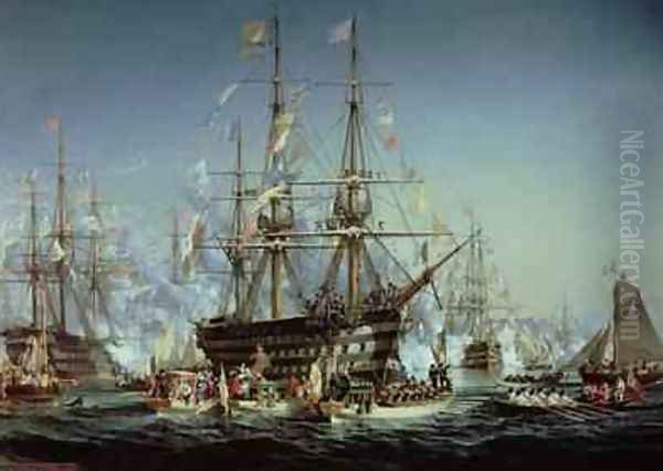 Queen Victorias Visit to Cherbourg 1858 Oil Painting by Jules Achille Noel