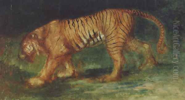 Walking tiger, 1894 Oil Painting by Robert Loftin Newman