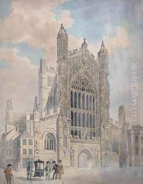 Bath Abbey Oil Painting by John Claude Nattes