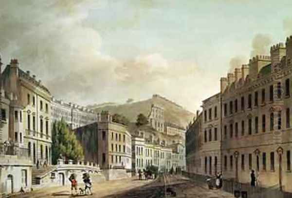 Axford and Paragon Buildings from Bath Illustrated by a Series of Views Oil Painting by John Claude Nattes