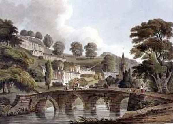 Bradford from Bath Illustrated by a Series of Views Oil Painting by John Claude Nattes