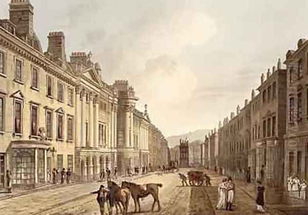 Milsom Street from Bath Illustrated by a Series of Views Oil Painting by John Claude Nattes