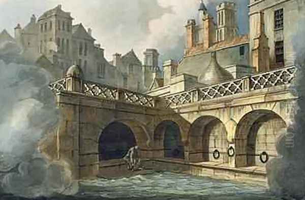 Inside of Queens Bath from Bath Illustrated by a Series of Views Oil Painting by John Claude Nattes