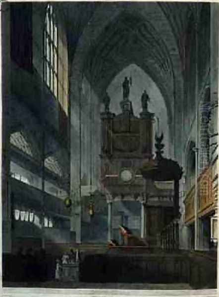 Interior of the Abbey from Bath Illustrated by a Series of Views Oil Painting by John Claude Nattes