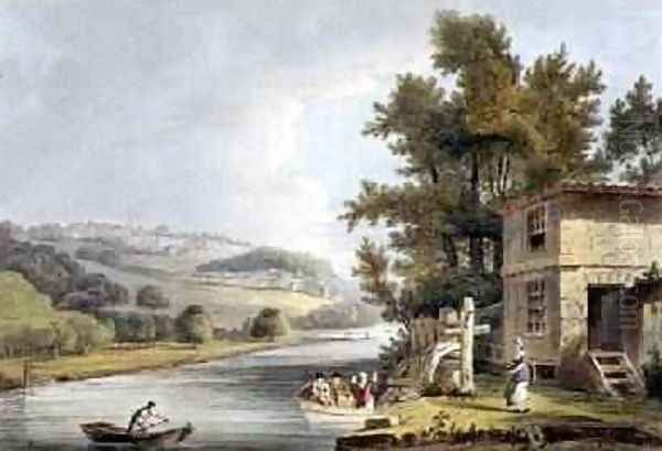 Old Ferry from Bath Illustrated by a Series of Views Oil Painting by John Claude Nattes